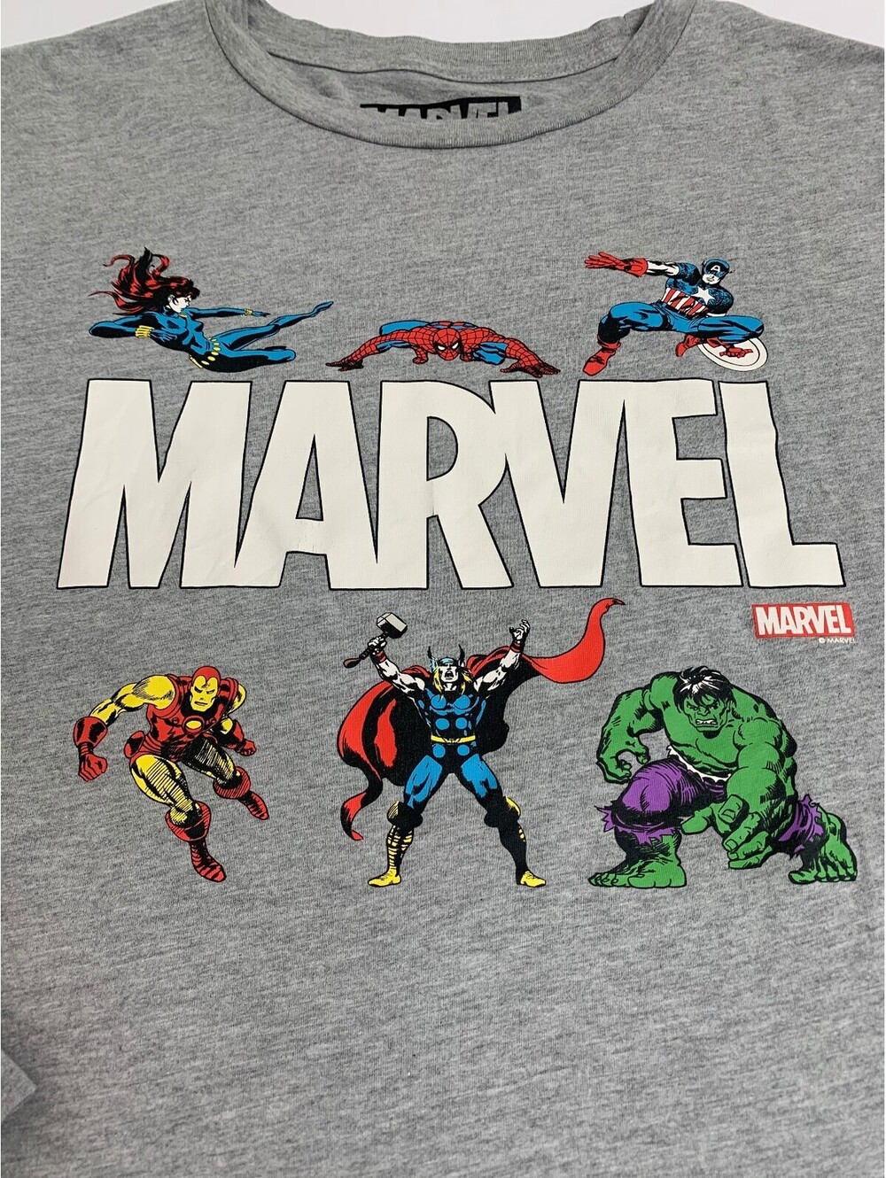 Marvel Comics Classic Heroes Gray Long Sleeve Graphic Tee Shirt Size L